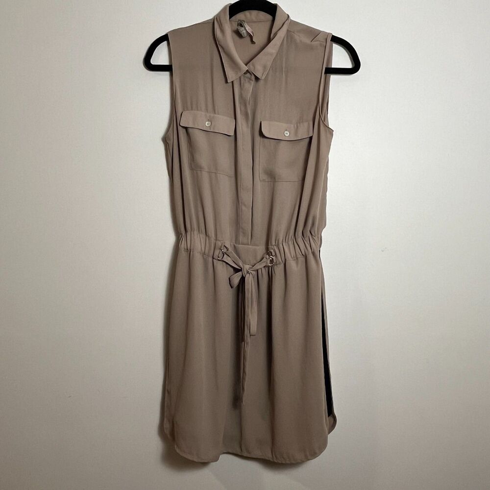 Love21 Lightweight Jumpsuit Dress Womens M Beige Navy Sheer Skirt Romper 1 Piece